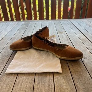 Michael Kors Collection Cadence Tan Suede Ankle Wrap Espadrilles